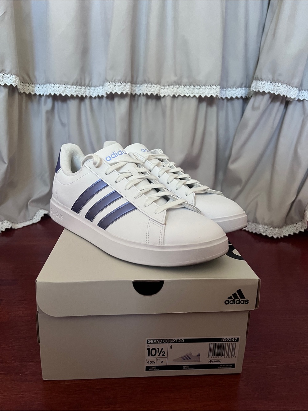 Adidas Grand Court 2.0 White with Metallic Purple Stripes